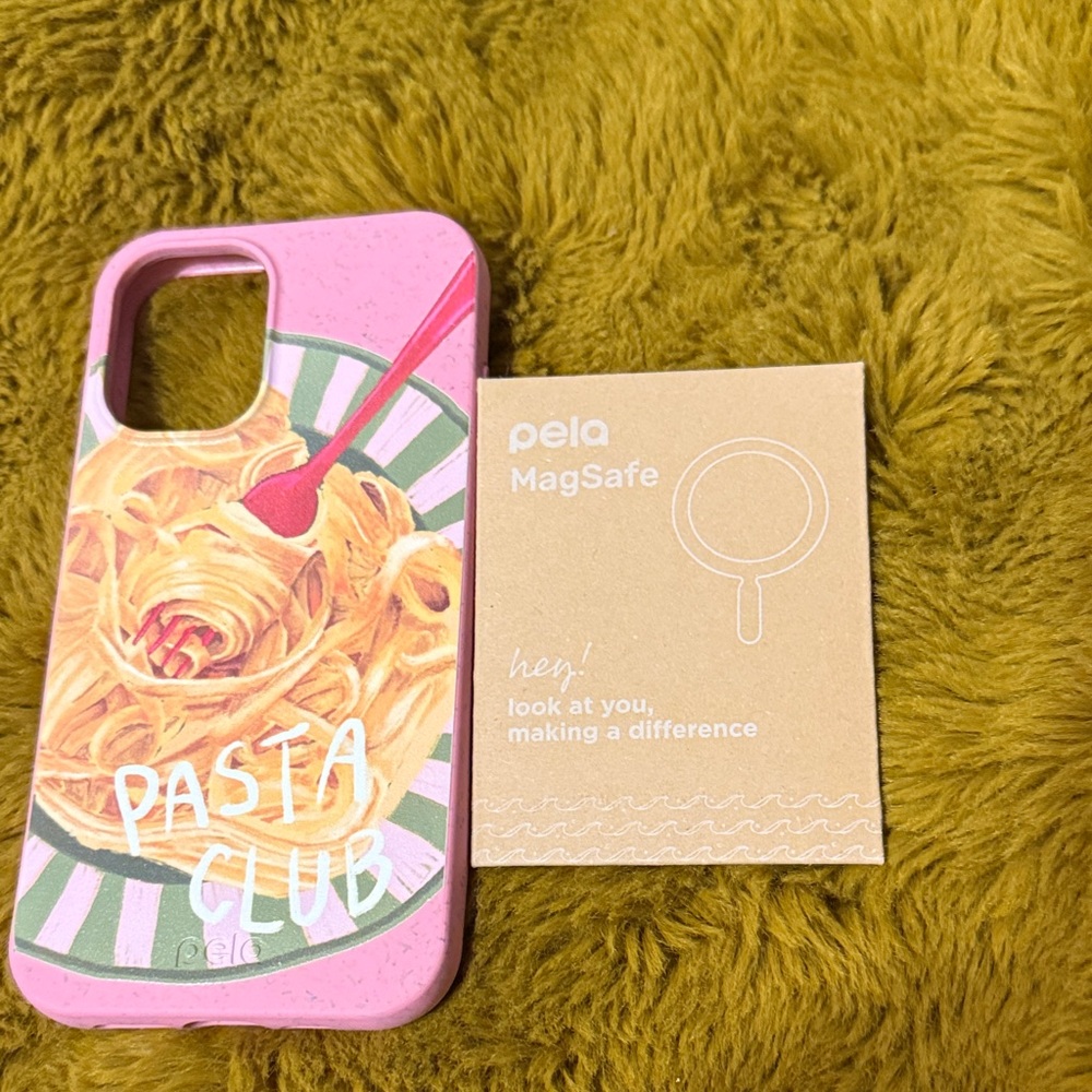 Pela Pink Eco-Friendly Phone Case and a magsafe